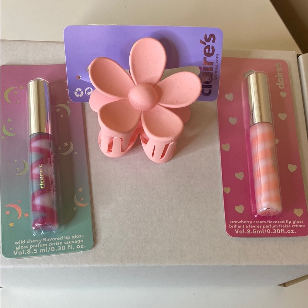 Claire's Pink and purple Lip Gloss with Flower Clip

5